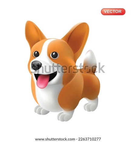 Funny puppy. 3d vector icon