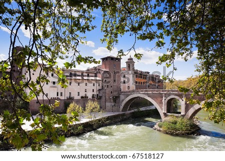 Pons Fabricius - The Oldest Bridge Of Rome, The River Tiber, Italy ...