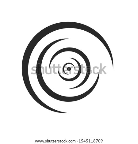 Rounded lines of ripples of liquid logo, tsunami icon, diverge to the sides concentric shape monochrome design element