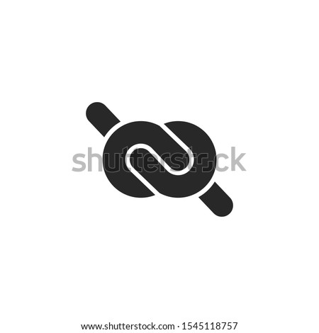 Logo knot in the form of infinity shape simple black and white emblem tightly knotted knot icon