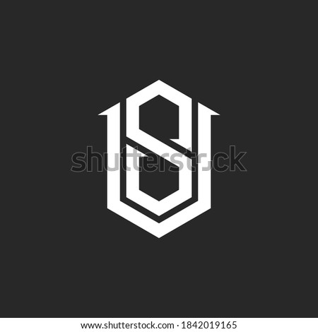 Monogram VS versus SV initials logo mockup, combination two letters V and S, hipster emblem