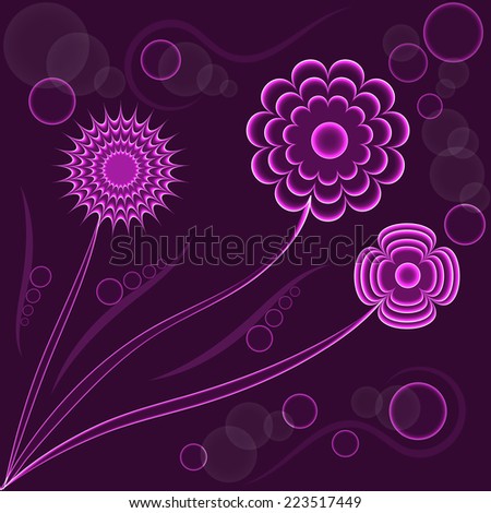 Abstract fantasy floral background, purple flowers