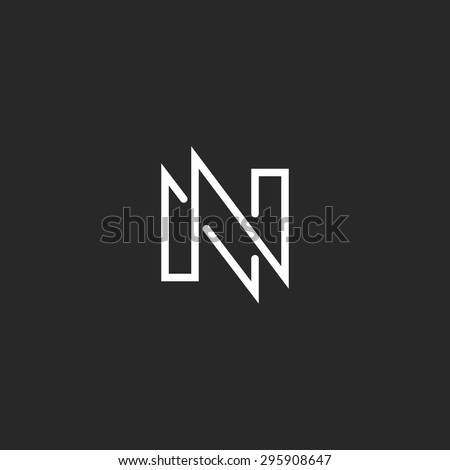 Modern monogram letter N logo, black and white business card NN emblem design. Foto stock © 