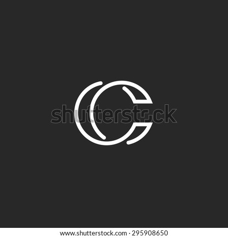 Logo C monogram modern letter, CC mockup elegant business card emblem, overlapping lines symbol