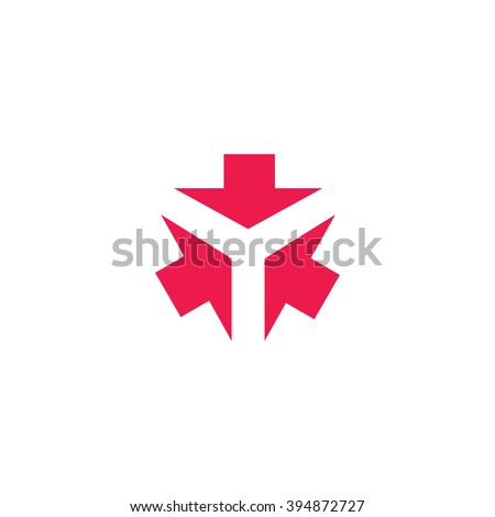 Three arrows logo form letter Y creative tech emblem, 3 cursor direction converge in one point, business card abstract box shape design element template