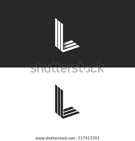 Monogram L logo letter hipster, isometric shape LLL emblem 3D parallel thin line, linear initials typography design element mockup Stock foto © 