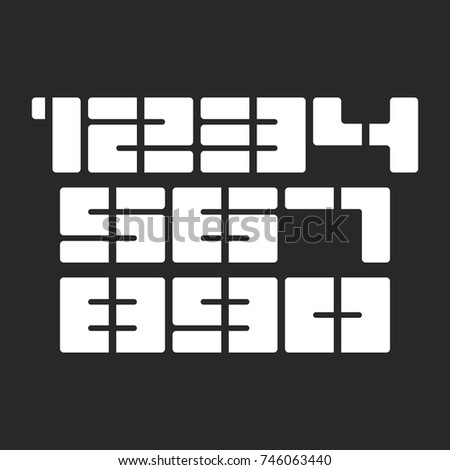 Numbers set cropped style, sports t-shirt print numbers stencil black and white bold stylish font, typography design element 1, 2, 3, 4, 5, 6, 7, 8, 9, 0.