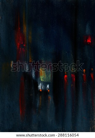 Hand painted abstract image of a night traffic