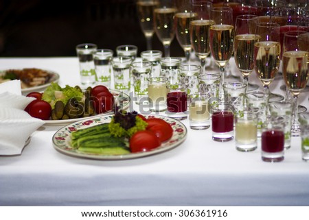vegetable food and drinks on the table