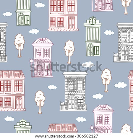 Houses and homes architecture seamless pattern