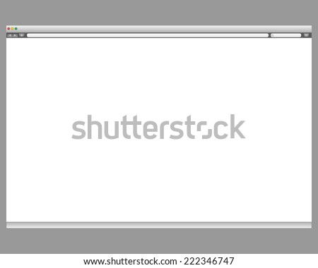 Opened template. Grey website display bar isolated. Navigation button forward, back, home, search, menu. Business concept commerce site. Background interface. Past content Vector abstract illustration