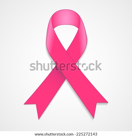 Breast cancer awareness pink single ribbon isolated on white background. Vector illustration EPS 10