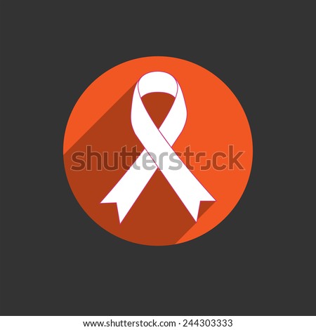 Breast cancer awareness red single ribbon isolated on white background. Icon button. Vector illustration EPS 10