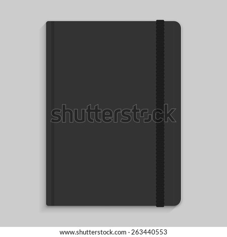 Moleskin notebook with black elastic band vector image