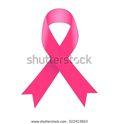 Realistic breast cancer awareness pink ribbon pattern isolated on white background. Vector illustration EPS10