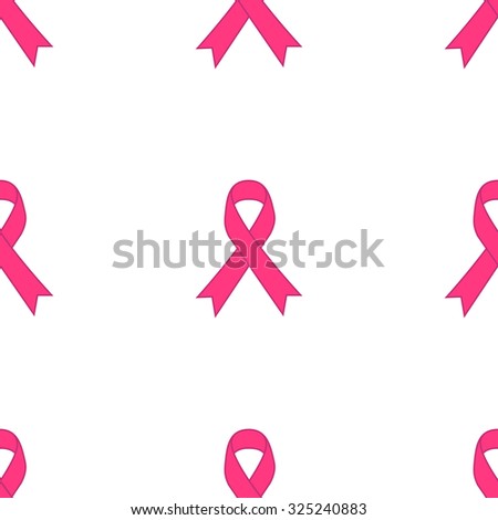 Breast cancer awareness pink ribbon seamless pattern isolated on white background. Vector illustration EPS10