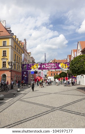 WROCLAW, POLAND - JUNE 7: Entrance gate to Fan Zone for Euro 2012 on June 7, 2012 in Wroclaw, Poland. The UEFA European Football Championship begins on June 8, 2012.