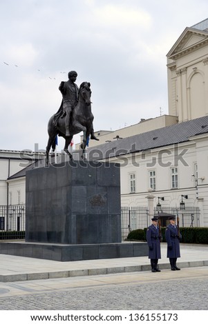 WARSAW, POLAND - APRIL 13: Changing of the guard at the Polish Presidential Palace on April 13, 2013 in Warsaw, Poland. Palace is the seat of the Polish president.