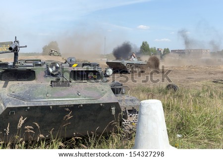 BORNE SULIMOWO, POLAND - AUGUST 16: Driving on a military range during \