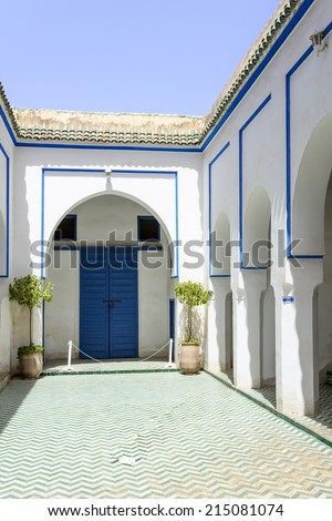 MARRAKESH, MOROCCO- AUGUST 24, 2014:  Interior of El Bahia Palace on 24 August 2014 in Marrakesh, Morocco. The Palace is an example of Eastern Architecture from the 19th century.