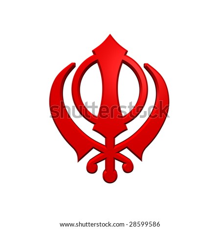 Red Sikhism Symbol. Computer Generated 3d Photo Rendering. - 28599586 ...