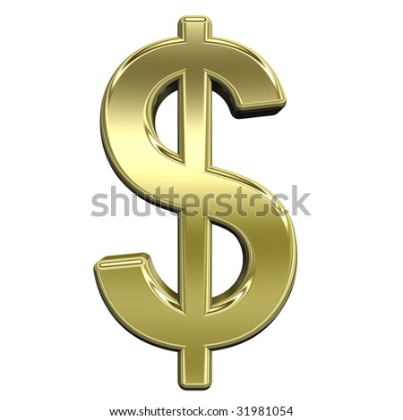 Dollar Sign From Shiny Gold Alphabet Set, Isolated On White. Computer ...