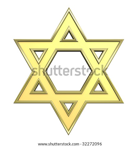 Gold Judaism Religious Symbol - Star Of David Isolated On White ...