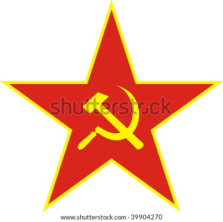 Communist Red Star With Hammer And Sickle On White Background. Vector ...