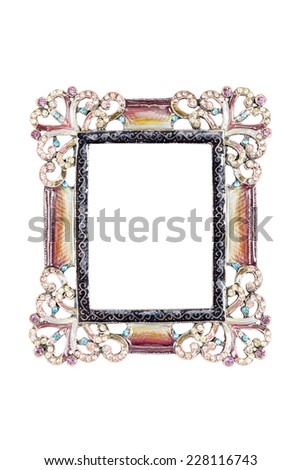 Decorative picture frame on white with clipping path