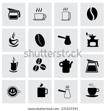 Vector coffe icon set on grey background