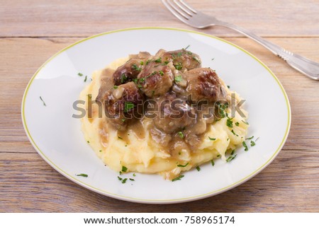 Similar – Image, Stock Photo Meatballs With Mushrooms And Quinoa