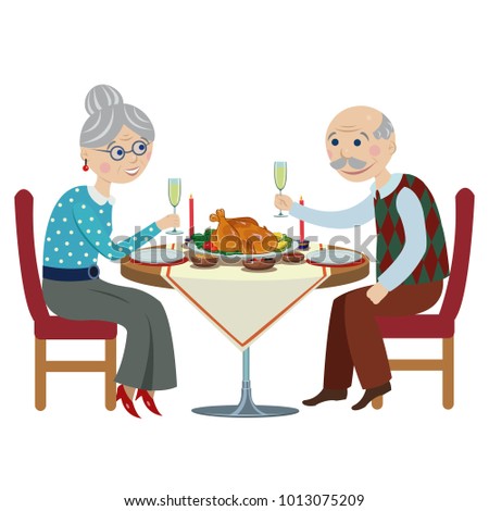 Read characture older couple having coffee Characture older couple having coffee
