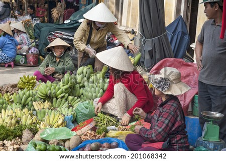 Hoi An - Vietnam - January 6, 2014 Market street scene in Hoi An, Vietnam, Indochina, Southeast Asia, Asia