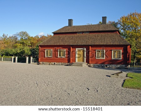 One of an old houses in heritage park in Stockholm, Sweden