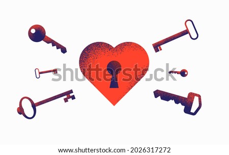Key to your heart. Finding pure love. Vector illustration, EPS 10 Foto d'archivio © 