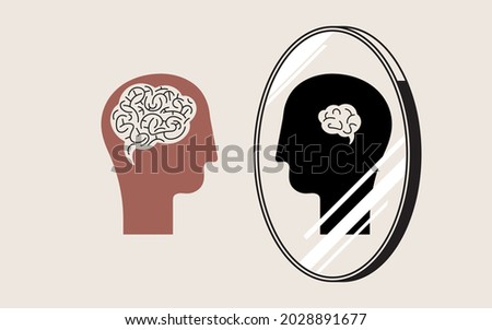Low self esteem. Self doubt and inner critic. States of mind concept. Vector illustration 商業照片 © 