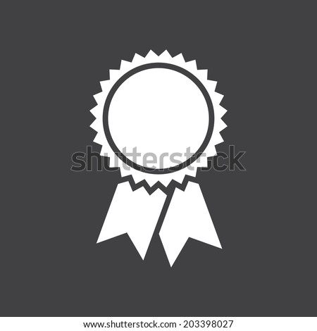 Badge with ribbons icon, vector illustration, simple flat design