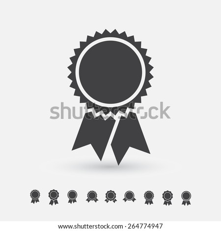 Badge with ribbons icon, vector set, simple flat design 