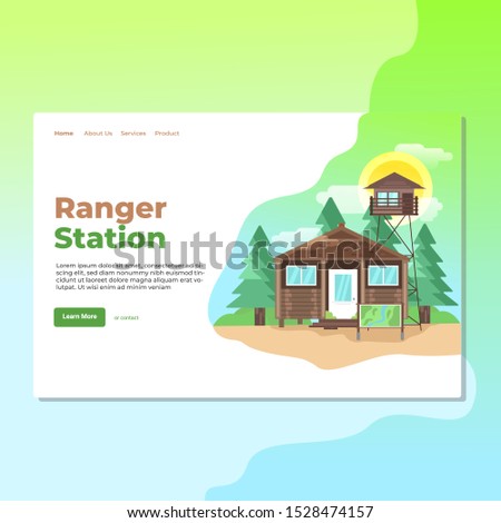 Landing page template of Ranger Station. Modern flat design concept of web page design for website and mobile website. Easy to edit and customize. Vector illustration
