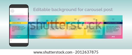 Editable template for vertical carousel post in social network. Colorful gradient design background for social media. Arrows on the plastic form. Vector illustration
