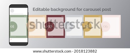 Editable template for vertical carousel post in social network. Multicolored round stickers in endless design background for social media. Frames or place for text. Vector illustration