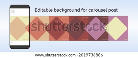 Editable template for vertical carousel post in social network. Rounded squares in endless design background for social media. Swipe arrows. Vector illustration 