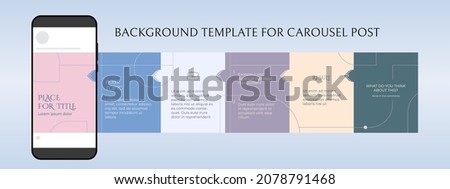 Editable template for vertical carousel post in social network. Vector seamless design background for social media with abstract lines, shapes, arrows, and places for text.