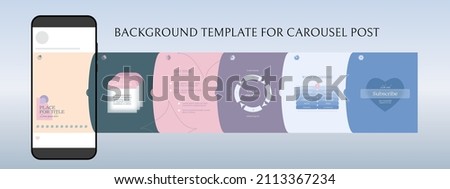 Editable template for vertical carousel post in social network. Vector seamless design background for social media posts with abstract lines, shapes, tabs, and places for text.