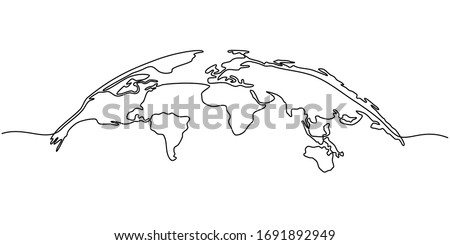 Continuous line drawing of globes earth. Globe similar world map icon. map silhouette backdrop for Education, Travel worldwide, infographics, Science, Web Presentations isolated on white background