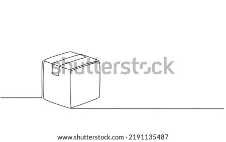 Continuous one line drawing of a cardboard box. Online shopping concept, fast delivery, carton box, shipping and packaging. Transport, cardboard box in doodle style. vector illustration