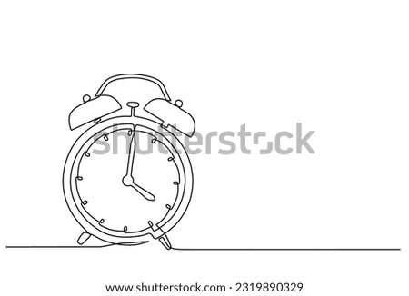 Continuous line drawing of alarm clock. alarm clock icon in single line doodle style. Alarm clock one line design on white background. vector illustration