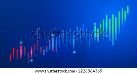 Business candle stick graph chart of stock market investment trading on blue background.Bullish point, Trend of graph. Vector illustration.