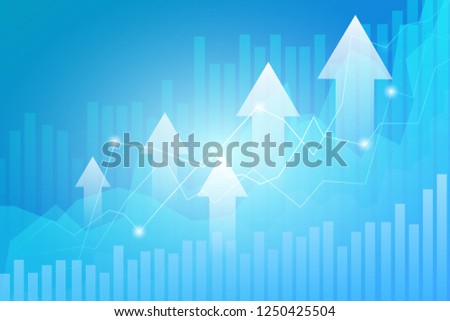 Business candle stick graph chart of stock market investment trading on blue background.Bullish point, Trend of graph. Eps10 Vector illustration.