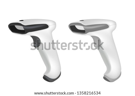 Realistic 3d Barcode scanner, Bar code scanner icon. EPS10 vector illustration.